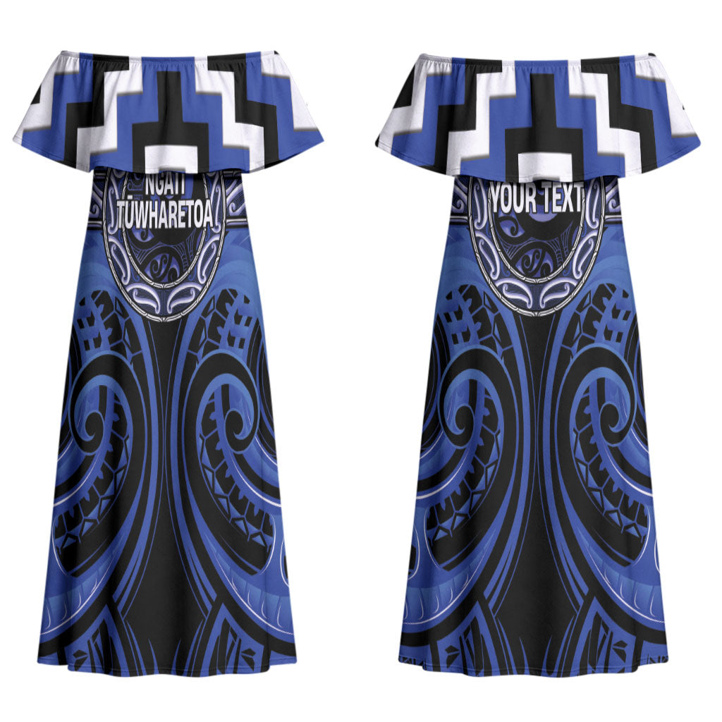 Aotearoa Ngati Tuwharetoa Personalised Couples Matching Off Shoulder Maxi Dress and Hawaiian Shirt Maori Iwi Poutama Puhoro Tattoo