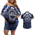 Aotearoa Ngati Tuwharetoa Personalised Couples Matching Off Shoulder Short Dress and Hawaiian Shirt Maori Iwi Poutama Puhoro Tattoo