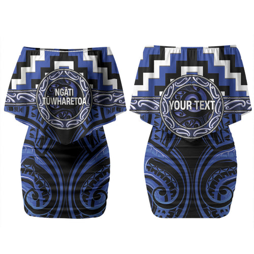 Aotearoa Ngati Tuwharetoa Personalised Couples Matching Off Shoulder Short Dress and Hawaiian Shirt Maori Iwi Poutama Puhoro Tattoo