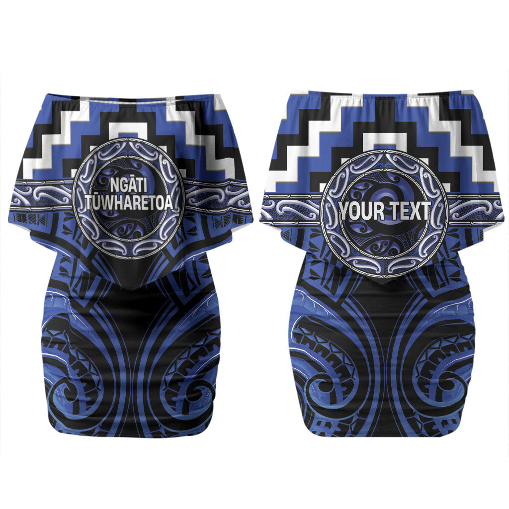 Aotearoa Ngati Tuwharetoa Personalised Couples Matching Off Shoulder Short Dress and Long Sleeve Button Shirt Maori Iwi Poutama Puhoro Tattoo