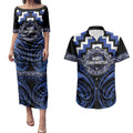 Aotearoa Ngati Tuwharetoa Personalised Couples Matching Puletasi and Hawaiian Shirt Maori Iwi Poutama Puhoro Tattoo