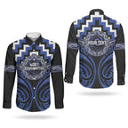 Aotearoa Ngati Tuwharetoa Personalised Couples Matching Short Sleeve Bodycon Dress and Long Sleeve Button Shirt Maori Iwi Poutama Puhoro Tattoo