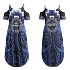 Aotearoa Ngati Tuwharetoa Personalised Couples Matching Summer Maxi Dress and Hawaiian Shirt Maori Iwi Poutama Puhoro Tattoo