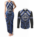 Aotearoa Ngati Tuwharetoa Personalised Couples Matching Tank Maxi Dress and Long Sleeve Button Shirt Maori Iwi Poutama Puhoro Tattoo