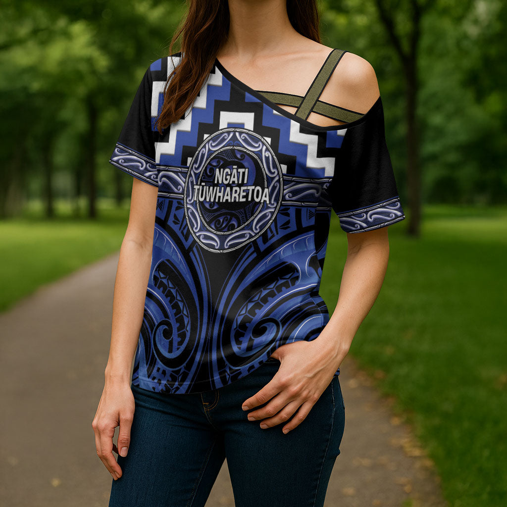 Aotearoa Ngati Tuwharetoa Personalised Cross Shoulder Shirt Maori Iwi Poutama Puhoro Tattoo
