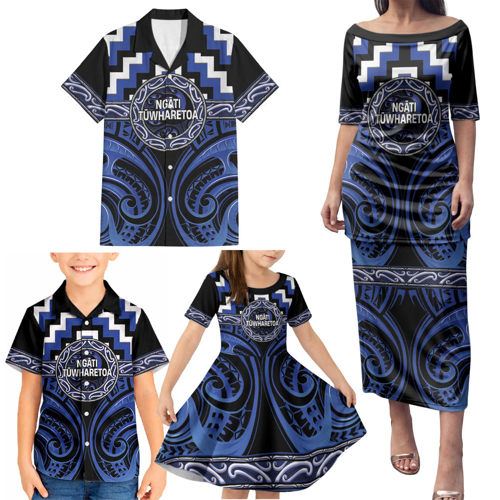Aotearoa Ngati Tuwharetoa Personalised Family Matching Puletasi and Hawaiian Shirt Maori Iwi Poutama Puhoro Tattoo