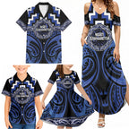 Aotearoa Ngati Tuwharetoa Personalised Family Matching Summer Maxi Dress and Hawaiian Shirt Maori Iwi Poutama Puhoro Tattoo