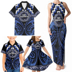 Aotearoa Ngati Tuwharetoa Personalised Family Matching Tank Maxi Dress and Hawaiian Shirt Maori Iwi Poutama Puhoro Tattoo