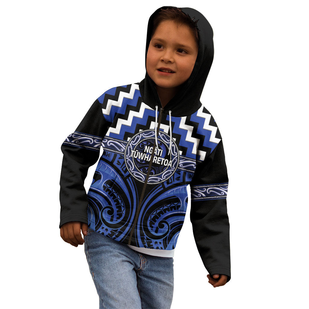 Aotearoa Ngati Tuwharetoa Personalised Kid Hoodie Maori Iwi Poutama Puhoro Tattoo