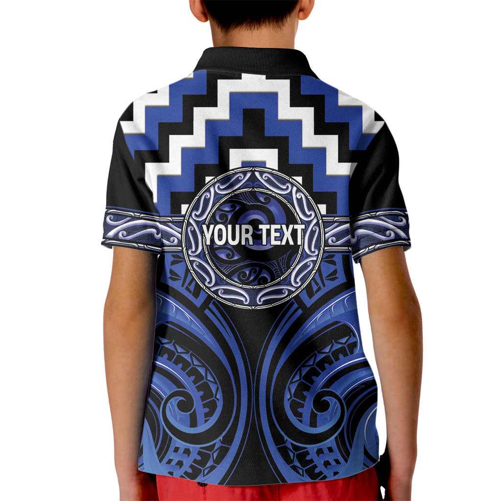 Aotearoa Ngati Tuwharetoa Personalised Kid Polo Shirt Maori Iwi Poutama Puhoro Tattoo