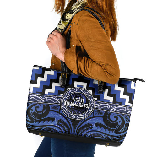 Aotearoa Ngati Tuwharetoa Leather Tote Bag Maori Iwi Poutama Puhoro Tattoo