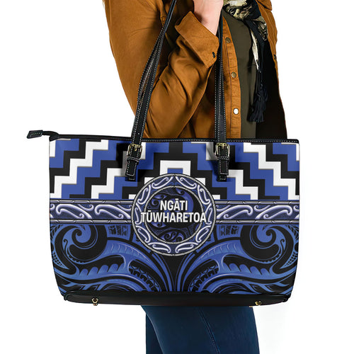 Aotearoa Ngati Tuwharetoa Leather Tote Bag Maori Iwi Poutama Puhoro Tattoo