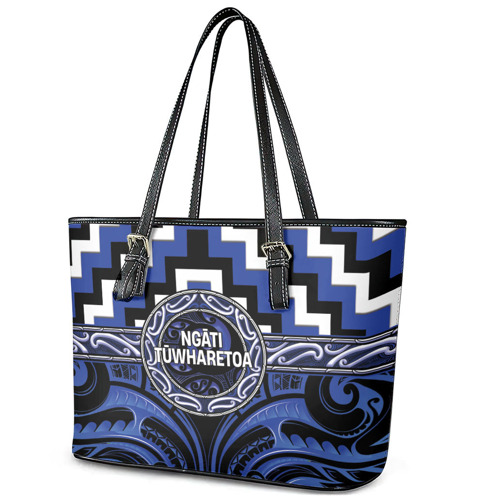 Aotearoa Ngati Tuwharetoa Leather Tote Bag Maori Iwi Poutama Puhoro Tattoo