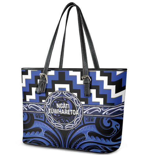 Aotearoa Ngati Tuwharetoa Leather Tote Bag Maori Iwi Poutama Puhoro Tattoo