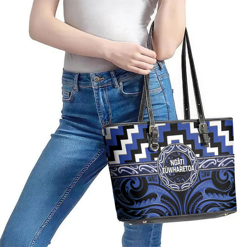 Aotearoa Ngati Tuwharetoa Leather Tote Bag Maori Iwi Poutama Puhoro Tattoo