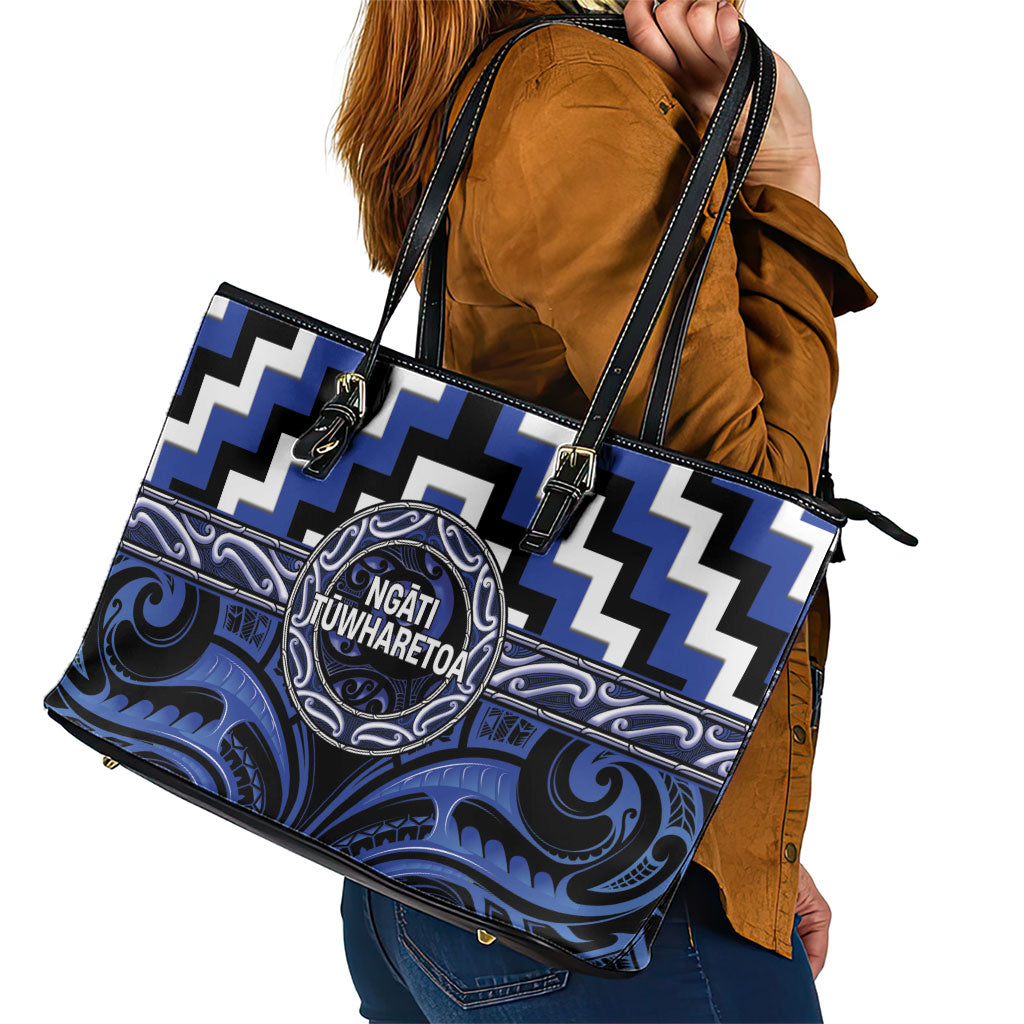 Aotearoa Ngati Tuwharetoa Leather Tote Bag Maori Iwi Poutama Puhoro Tattoo