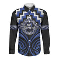 Aotearoa Ngati Tuwharetoa Personalised Long Sleeve Button Shirt Maori Iwi Poutama Puhoro Tattoo