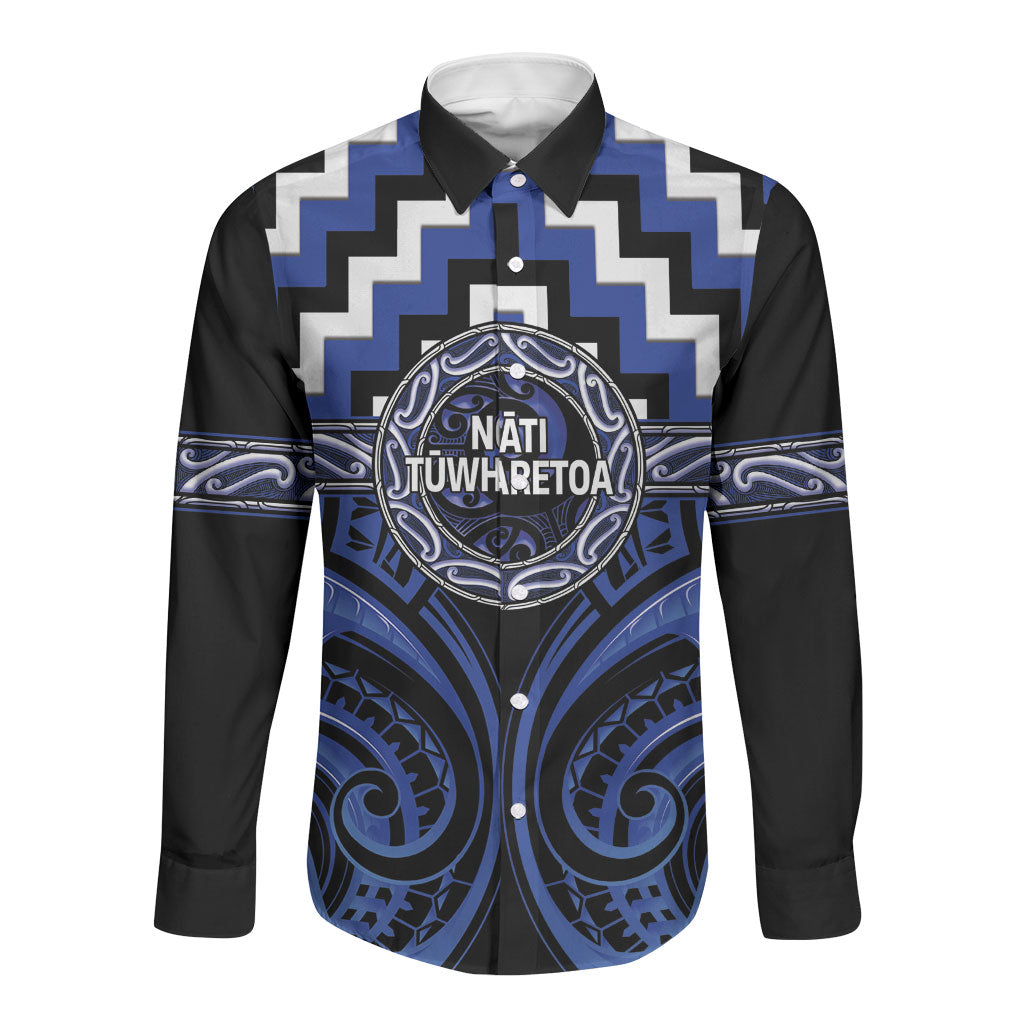 Aotearoa Ngati Tuwharetoa Personalised Long Sleeve Button Shirt Maori Iwi Poutama Puhoro Tattoo