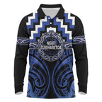 Aotearoa Ngati Tuwharetoa Personalised Long Sleeve Polo Shirt Maori Iwi Poutama Puhoro Tattoo