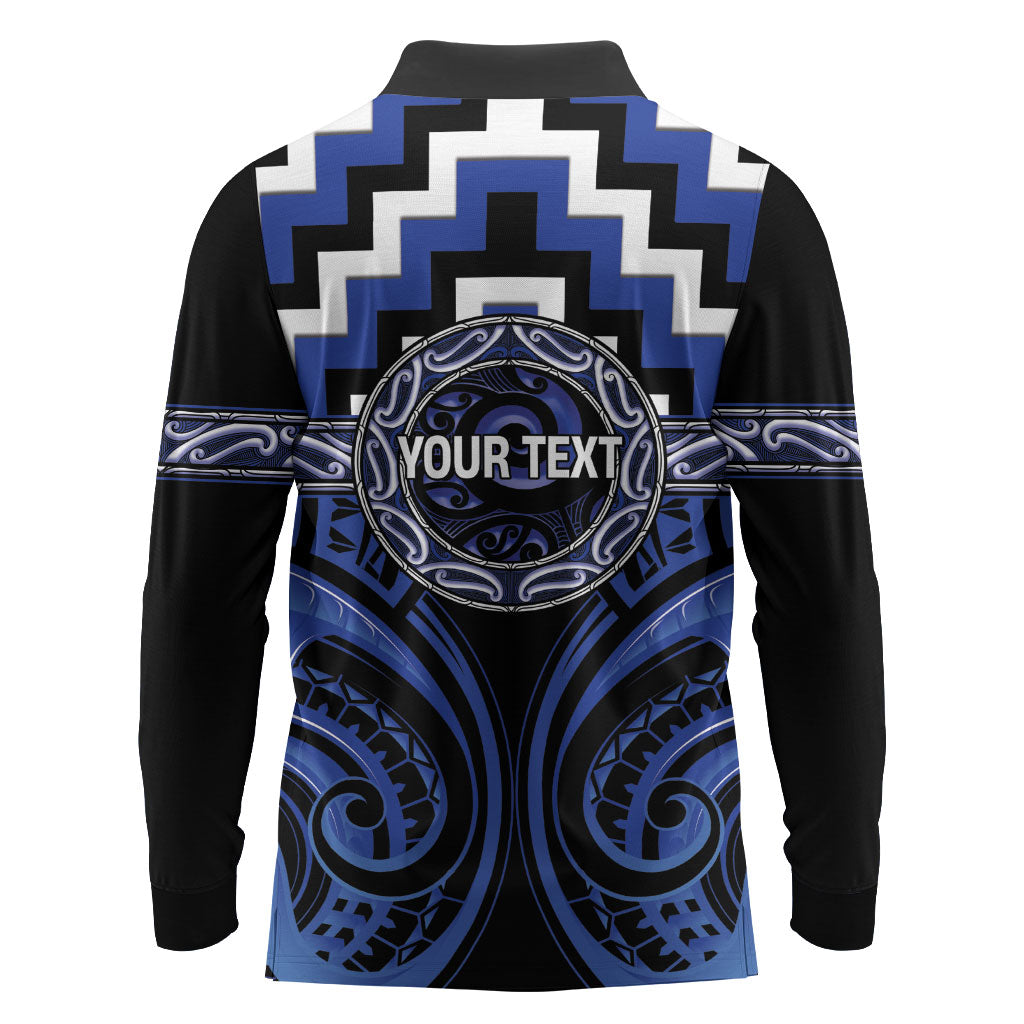 Aotearoa Ngati Tuwharetoa Personalised Long Sleeve Polo Shirt Maori Iwi Poutama Puhoro Tattoo