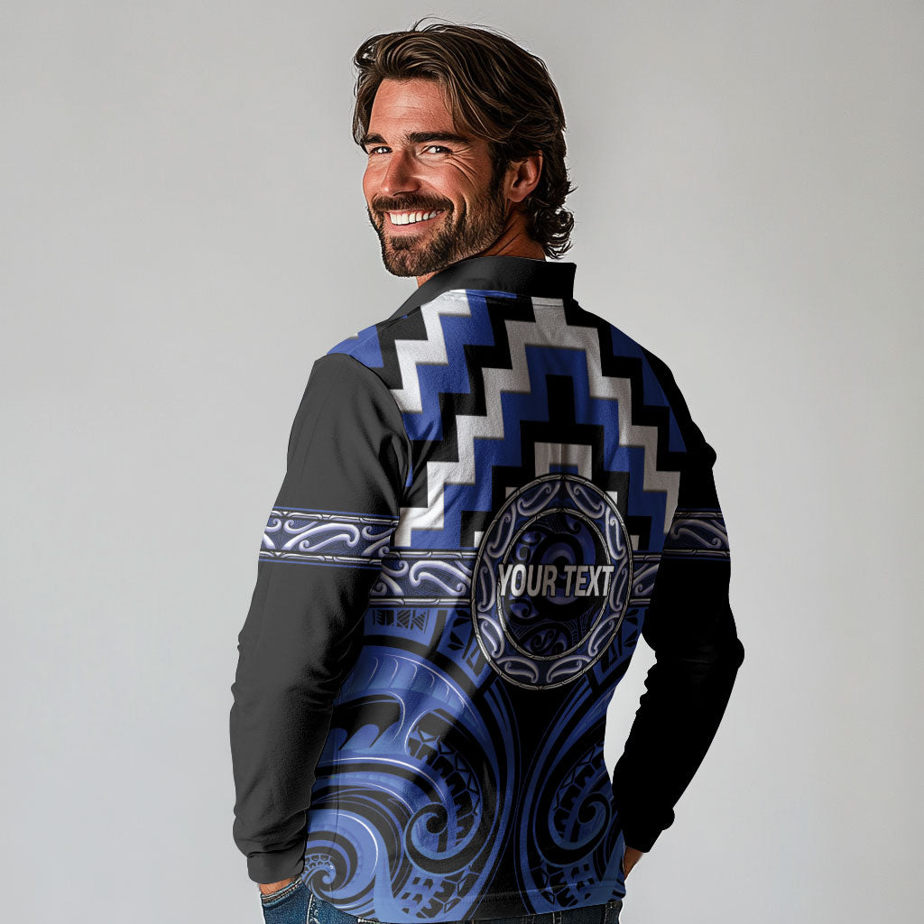 Aotearoa Ngati Tuwharetoa Personalised Long Sleeve Polo Shirt Maori Iwi Poutama Puhoro Tattoo