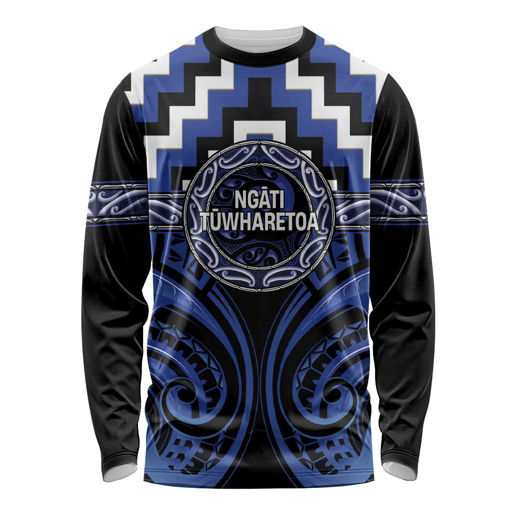Aotearoa Ngati Tuwharetoa Personalised Long Sleeve Shirt Maori Iwi Poutama Puhoro Tattoo