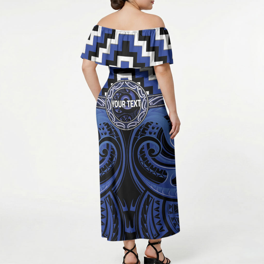Aotearoa Ngati Tuwharetoa Personalised Off Shoulder Maxi Dress Maori Iwi Poutama Puhoro Tattoo