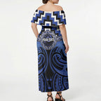 Aotearoa Ngati Tuwharetoa Personalised Off Shoulder Maxi Dress Maori Iwi Poutama Puhoro Tattoo