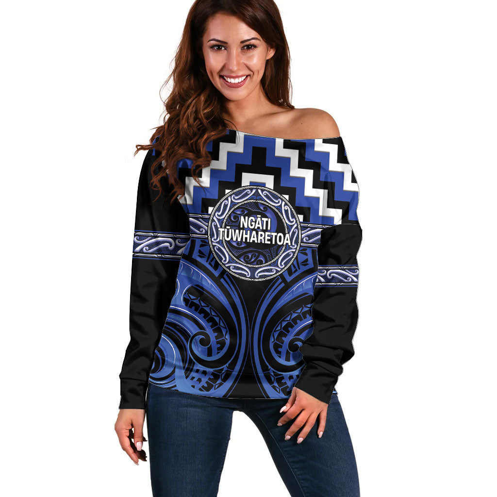 Aotearoa Ngati Tuwharetoa Personalised Off Shoulder Sweater Maori Iwi Poutama Puhoro Tattoo