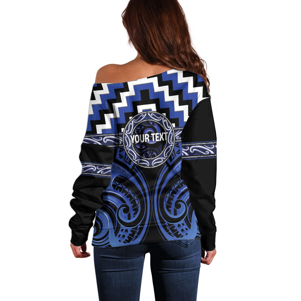Aotearoa Ngati Tuwharetoa Personalised Off Shoulder Sweater Maori Iwi Poutama Puhoro Tattoo