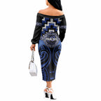 Aotearoa Ngati Tuwharetoa Personalised Off The Shoulder Long Sleeve Dress Maori Iwi Poutama Puhoro Tattoo