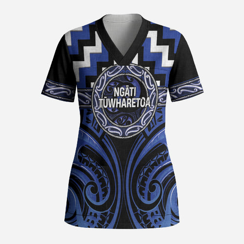 Aotearoa Ngati Tuwharetoa Personalised Scrub Top Maori Iwi Poutama Puhoro Tattoo