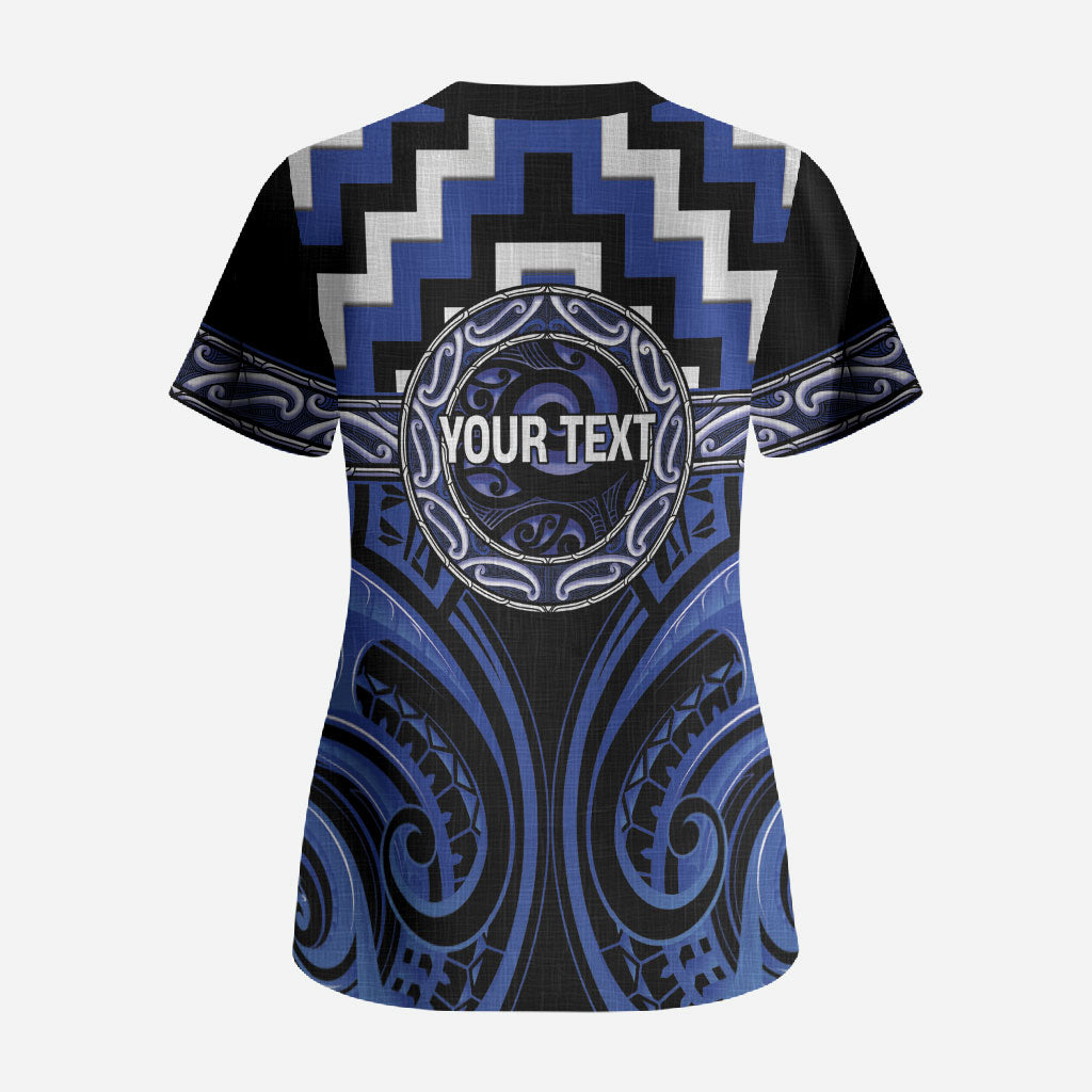 Aotearoa Ngati Tuwharetoa Personalised Scrub Top Maori Iwi Poutama Puhoro Tattoo