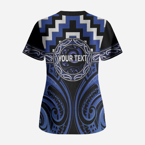 Aotearoa Ngati Tuwharetoa Personalised Scrub Top Maori Iwi Poutama Puhoro Tattoo