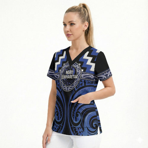 Aotearoa Ngati Tuwharetoa Personalised Scrub Top Maori Iwi Poutama Puhoro Tattoo