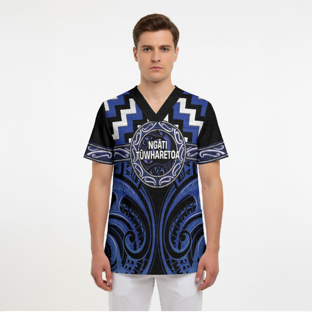 Aotearoa Ngati Tuwharetoa Personalised Scrub Top Maori Iwi Poutama Puhoro Tattoo