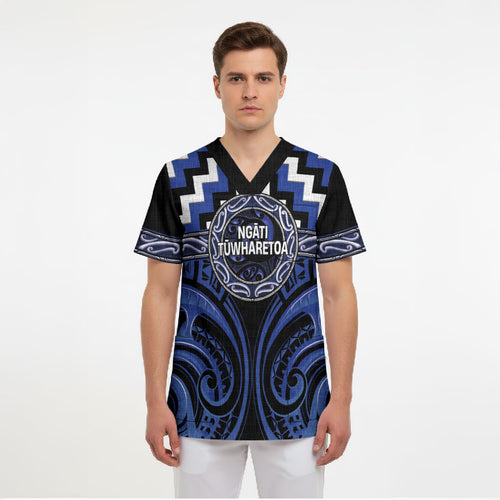 Aotearoa Ngati Tuwharetoa Personalised Scrub Top Maori Iwi Poutama Puhoro Tattoo