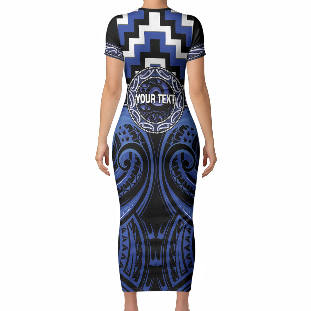 Aotearoa Ngati Tuwharetoa Personalised Short Sleeve Bodycon Dress Maori Iwi Poutama Puhoro Tattoo