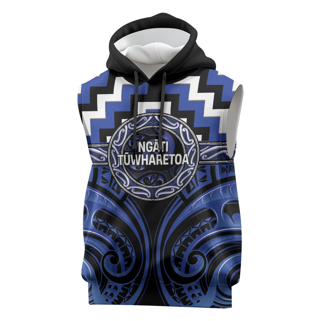 Aotearoa Ngati Tuwharetoa Personalised Sleeveless Hoodie Maori Iwi Poutama Puhoro Tattoo