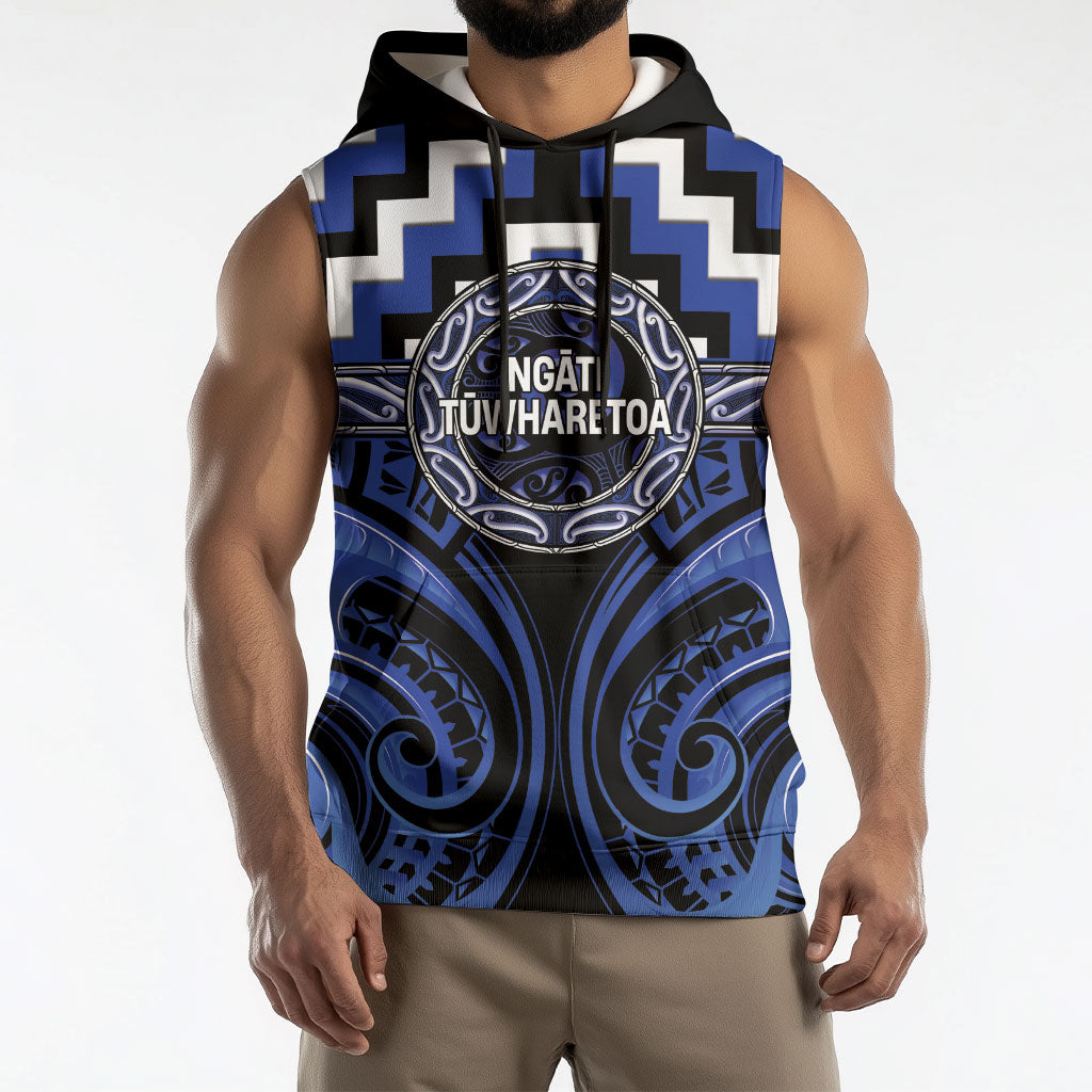 Aotearoa Ngati Tuwharetoa Personalised Sleeveless Hoodie Maori Iwi Poutama Puhoro Tattoo