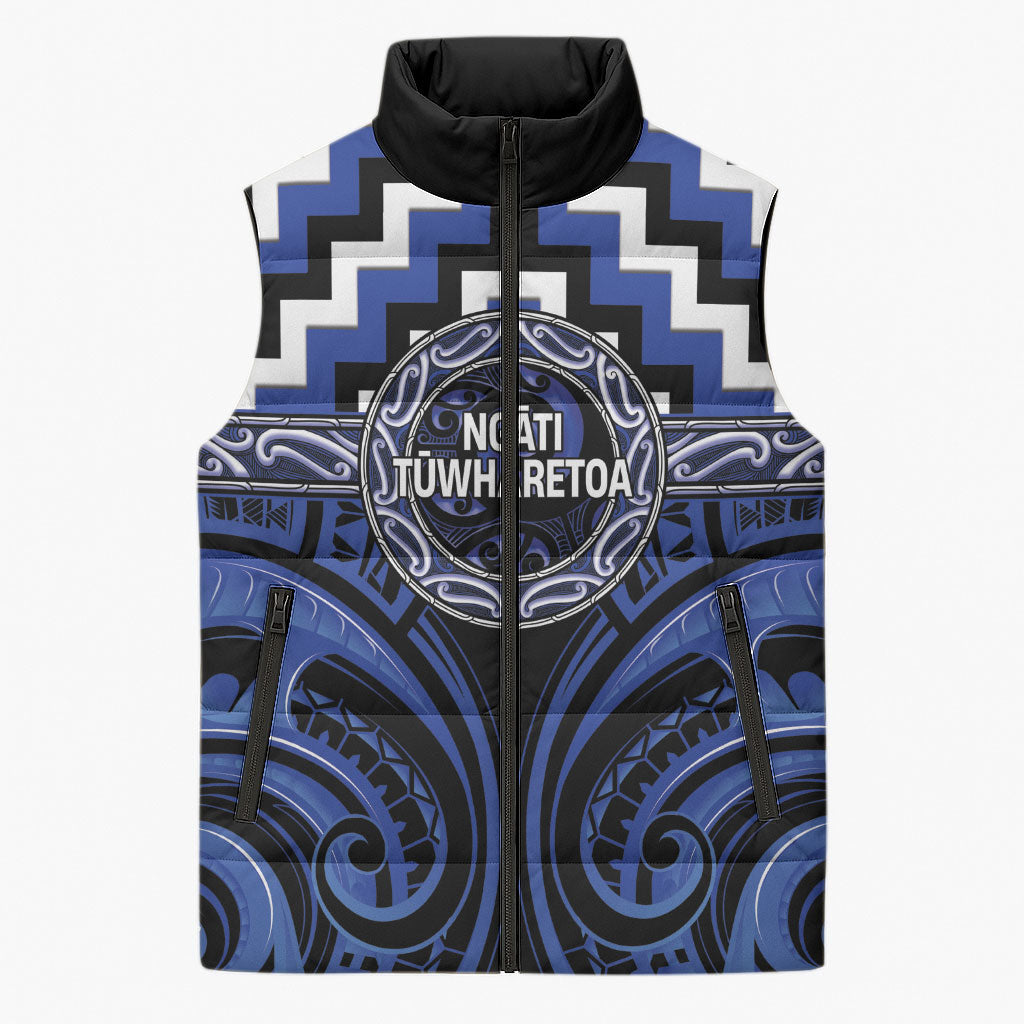 Aotearoa Ngati Tuwharetoa Personalised Sleeveless Puffer Jacket Maori Iwi Poutama Puhoro Tattoo
