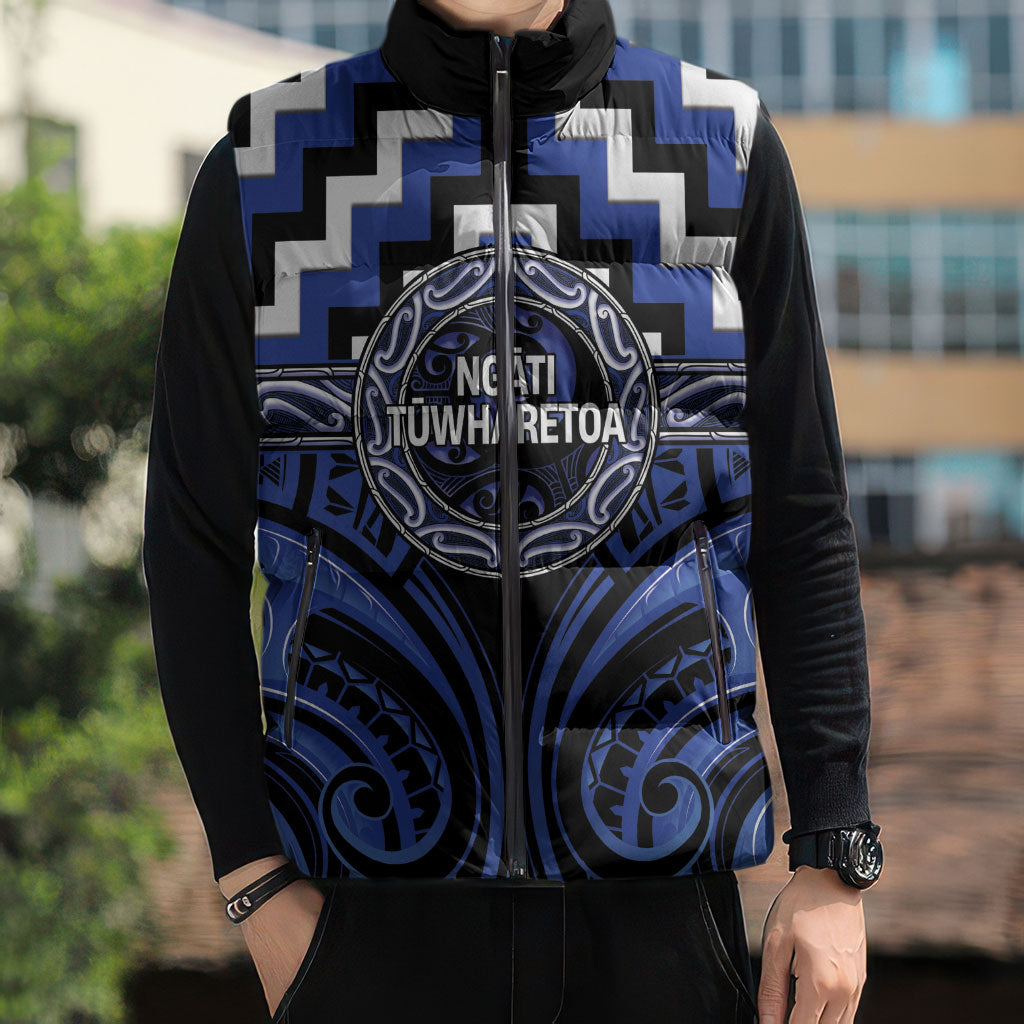 Aotearoa Ngati Tuwharetoa Personalised Sleeveless Puffer Jacket Maori Iwi Poutama Puhoro Tattoo