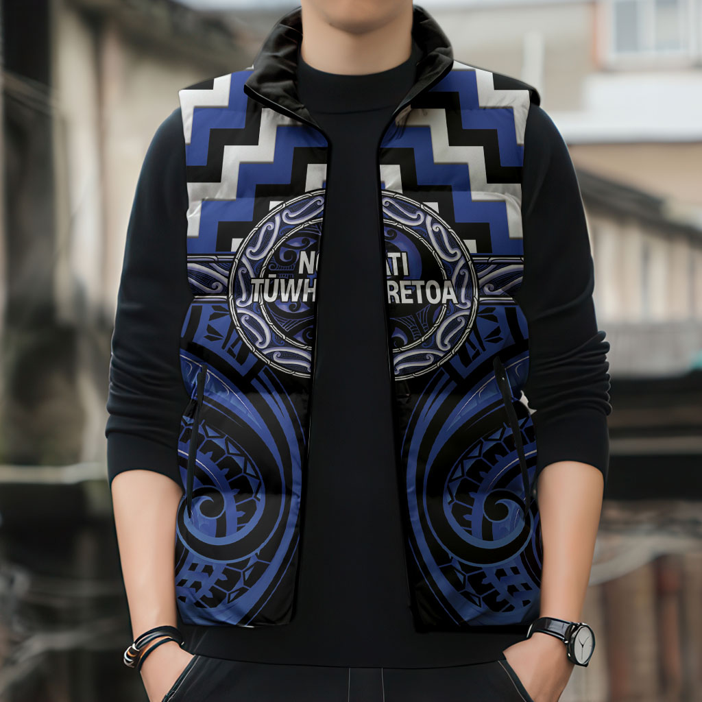 Aotearoa Ngati Tuwharetoa Personalised Sleeveless Puffer Jacket Maori Iwi Poutama Puhoro Tattoo