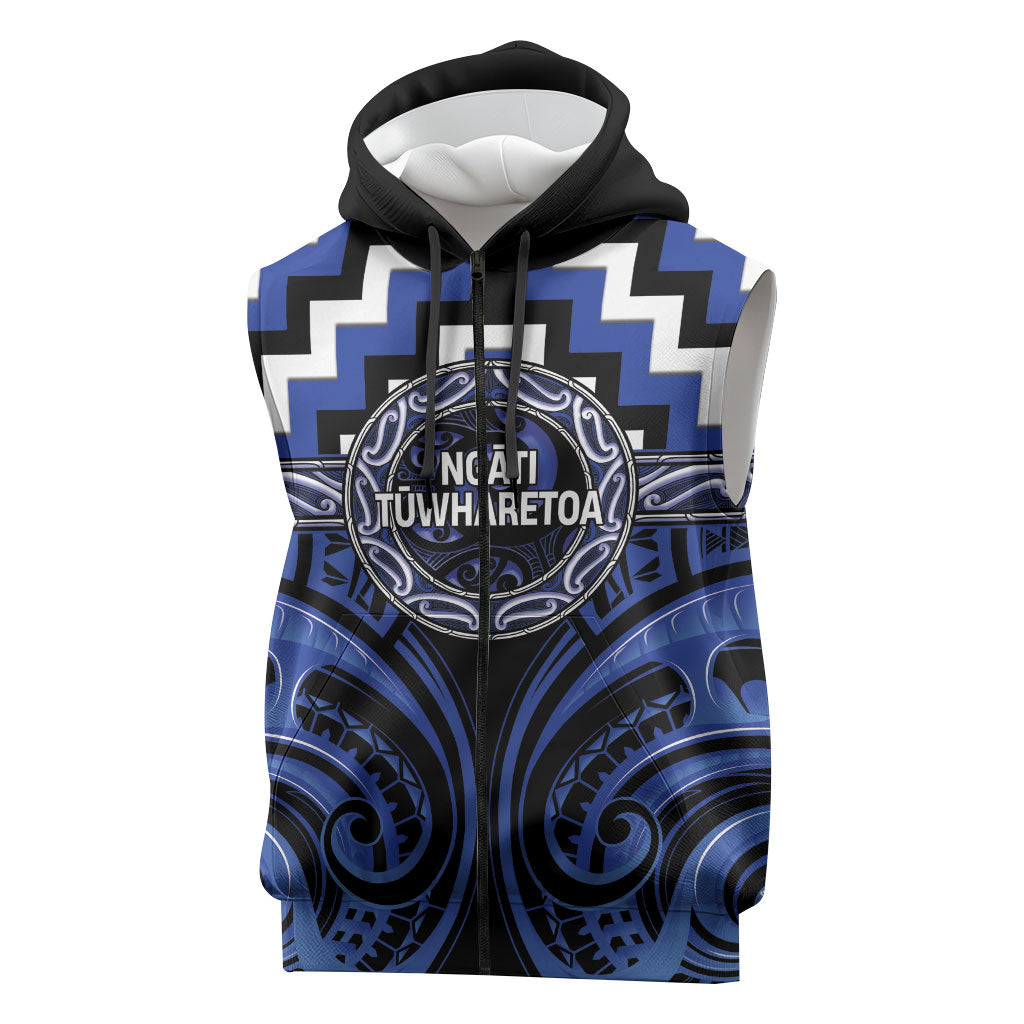 Aotearoa Ngati Tuwharetoa Personalised Sleeveless Zip Hoodie Maori Iwi Poutama Puhoro Tattoo