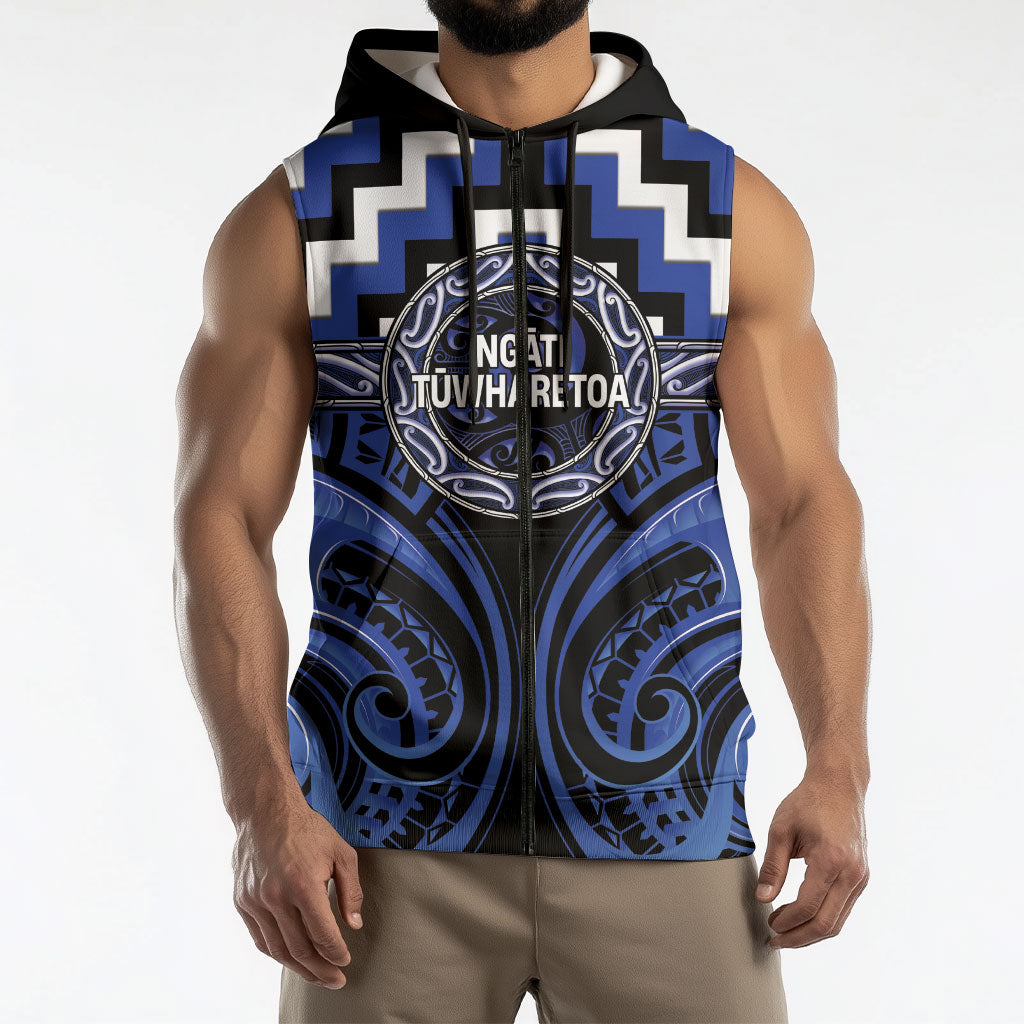 Aotearoa Ngati Tuwharetoa Personalised Sleeveless Zip Hoodie Maori Iwi Poutama Puhoro Tattoo
