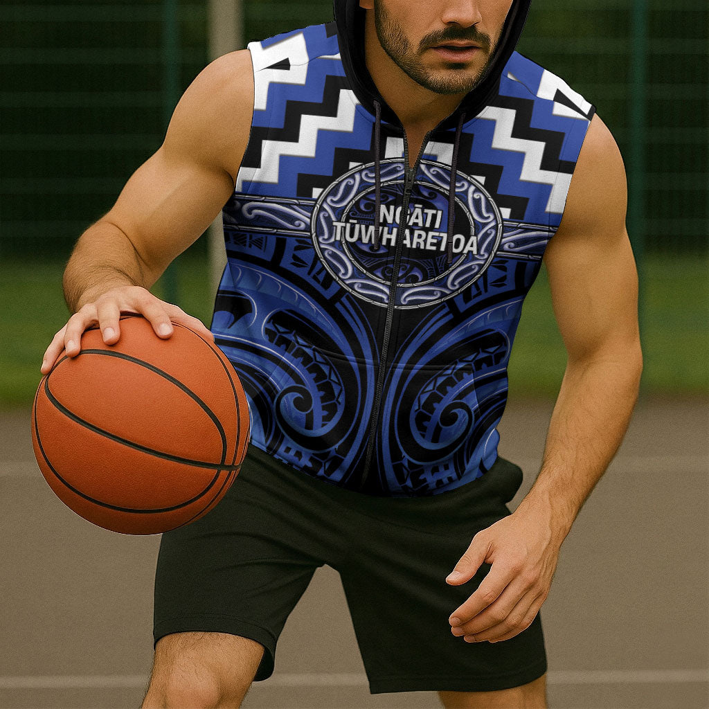 Aotearoa Ngati Tuwharetoa Personalised Sleeveless Zip Hoodie Maori Iwi Poutama Puhoro Tattoo