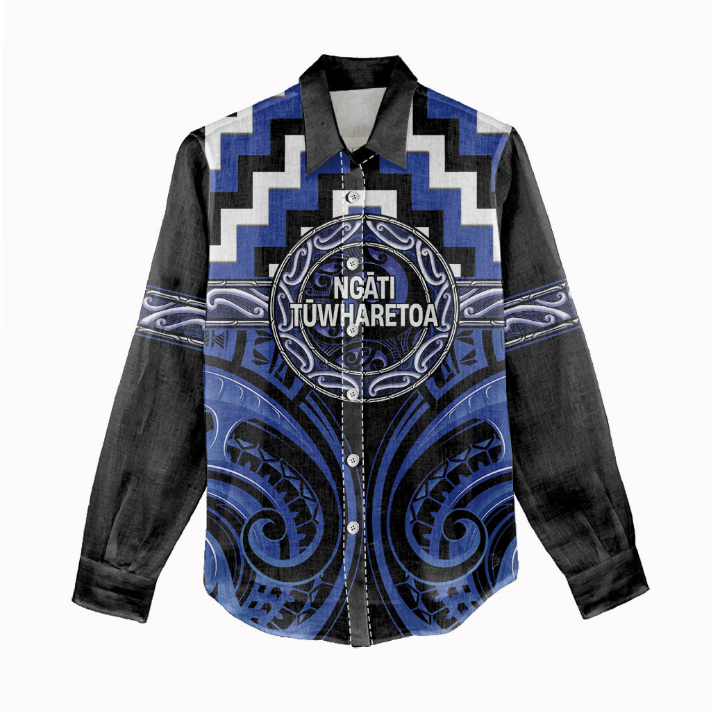 Aotearoa Ngati Tuwharetoa Personalised Women Casual Shirt Maori Iwi Poutama Puhoro Tattoo