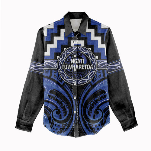 Aotearoa Ngati Tuwharetoa Personalised Women Casual Shirt Maori Iwi Poutama Puhoro Tattoo