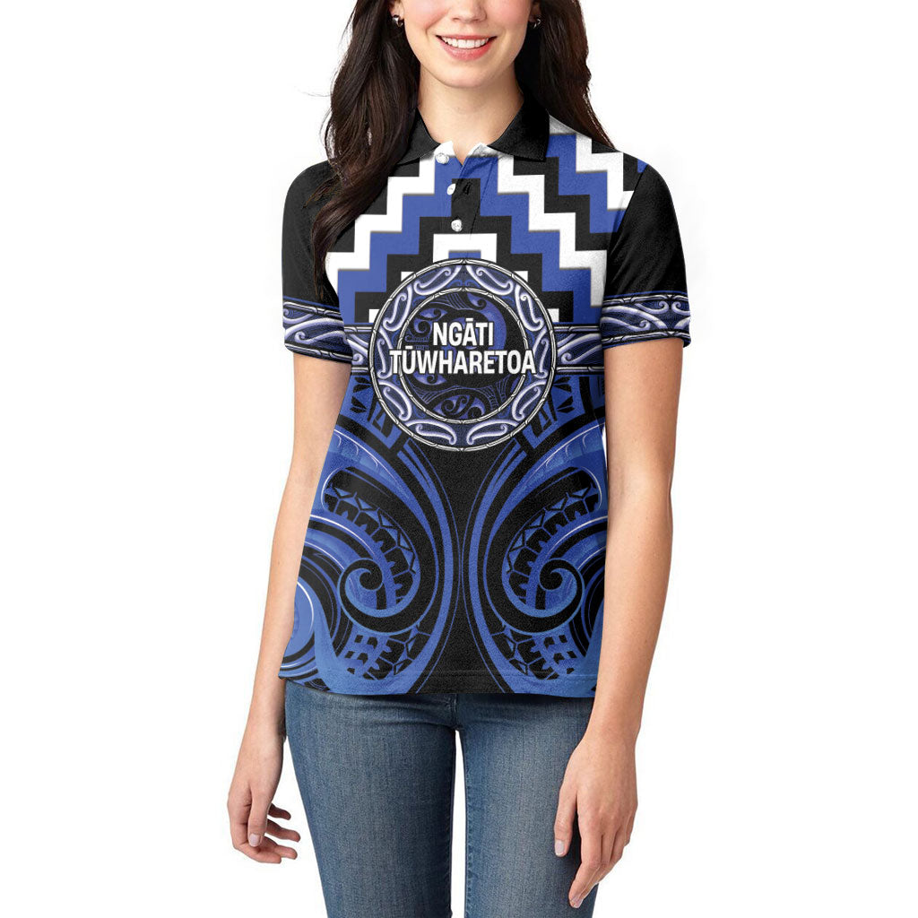 Aotearoa Ngati Tuwharetoa Personalised Women Polo Shirt Maori Iwi Poutama Puhoro Tattoo
