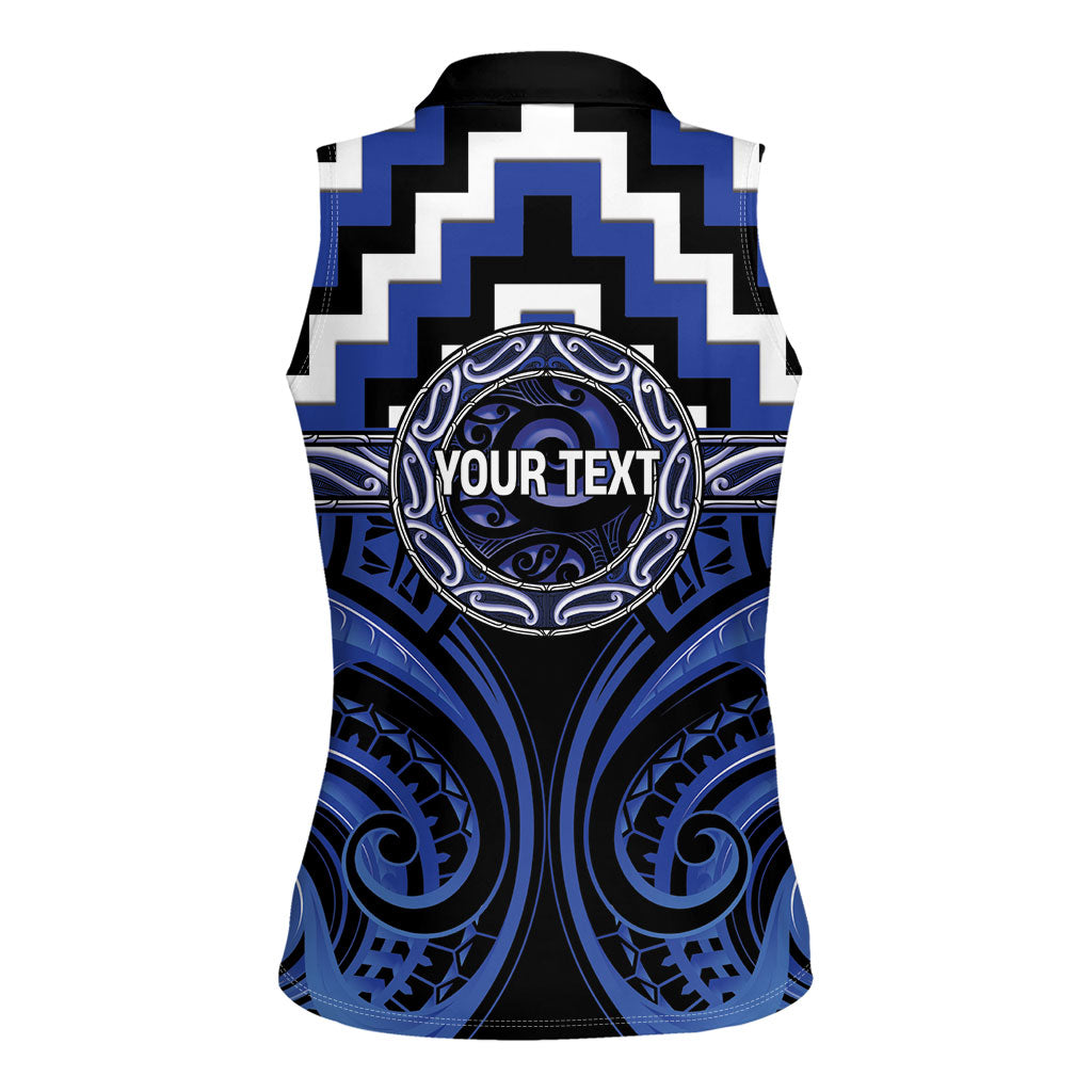 Aotearoa Ngati Tuwharetoa Personalised Women Sleeveless Polo Shirt Maori Iwi Poutama Puhoro Tattoo
